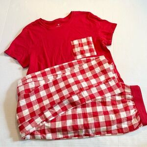 NWOT Joe Fresh Red and White Checkered Pajama Set